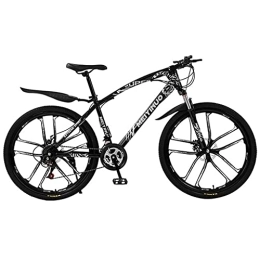 Generic Bike 26 in Steel Mountain Bike for Adults Mens Womens 21 / 24 / 27 Speeds with Disc Brake Carbon Steel Frame for a Path, Trail & Mountains / White / 27 Speed (Bla