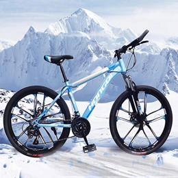 General Packaging Bike 26-inch 21-Speed Men's Mountain Bike, High-Carbon Steel Hard-Tail Mountain Bike, Mountain Bike With Full Suspension Adjustable Seat (Ocean Blue)