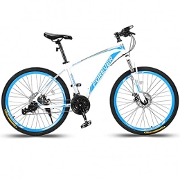 LZHi1 Bike 26 Inch 27 Speed Mountain Bike With Lock-Out Suspension Fork, Adult Road Offroad City Bike With Double Disc Brake, Carbon Steel Frame Urban Commuter City Bicycle With Adjustable Seat(Color:White blue)