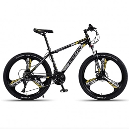 LZHi1 Mountain Bike 26 Inch Adult Mountain Bike With Lockable Suspension Fork, 30 Speed Mountain Trail Bike With Dual Disc Brakes, High Carbon Steel Frame Outdoor City Road Commuter Bike With Adjustable S(Color:Black gold)