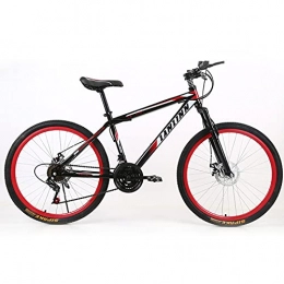SHUI Bike 26 Inch Adult Mountain Bikes, 21 Speeds Lightweight Mountain Trail Bike, Front and Rear BrakesStandard Configuration Black Red
