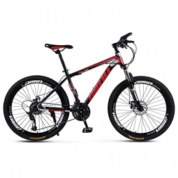 SHUI Mountain Bike 26 Inch Adult Moutain Bike 21 / 24 / 27 / 30 Speeds MTB Double Disc-Brake High Carbon Steel Frame Front Suspension Anti-Slip Bikes Multiple ColorsTop Configuration Black Red-21sp