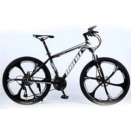 SHUI Bike 26 Inch Adult Moutain Bike 6-Spokes MTB 21 / 24 / 27 / 30 Speeds Bicycle Lockable and Adjustable Front Fork Magnesium-aluminum Alloy Double Disc-Brake Mountain Trail Bike Black-21sp