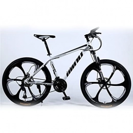 SHUI Mountain Bike 26 Inch Adult Moutain Bike 6-Spokes MTB 21 / 24 / 27 / 30 Speeds Bicycle Lockable and Adjustable Front Fork Magnesium-aluminum Alloy Double Disc-Brake Mountain Trail Bike White Black-30sp