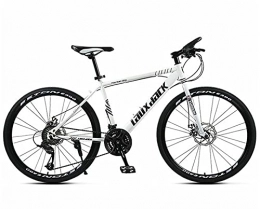BBZZ Bike 26 Inch Carbon Steel Car with Full Shock Absorbers And Dual Disc Brakes 21 / 24 / 27 / 30 Speed Male And Female Adult Mountain Bike, White, 21 speed