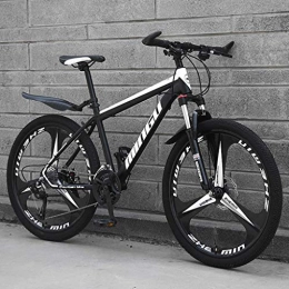 SJWR Bike 26 Inch Men's Mountain Bikes, High-Carbon Steel Hardtail Mountain Bike, Mountain Bicycle with Front Suspension Adjustable Seat, Black 3 Spoke, 27 Speed