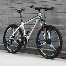 WJSW Bike 26 Inch Mens Mountain Bike, Dual Suspension Dual Disc Brakes City Road Bicycle (Color : White blue, Size : 24 speed)