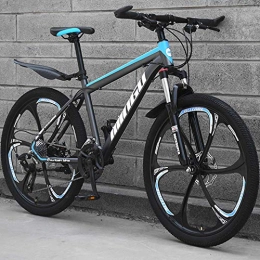 BNMKL Bike 26-Inch Mountain Bike 21 24 27-Speed Disc Brake Bike, High-Carbon Steel Frame, 3-Spoke Wheels Hard-Tail Mountain Bike, Adult Bike MTB, Gray Blue, 26 Inch 21 Speed
