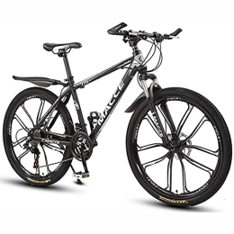 LapooH Bike 26 Inch Mountain Bike for Adult Mens Womens Bicycle MTB 21 / 24 / 27 Speeds Lightweight Carbon Steel Frame with Front Suspension, Black, 27 speed