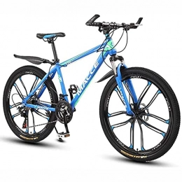 KOSFA Bike 26 Inch Mountain Bike for Adult Mens Womens Bicycle MTB 21 / 24 / 27 Speeds Lightweight Carbon Steel Frame with Front Suspension, Blue, 24 Speed