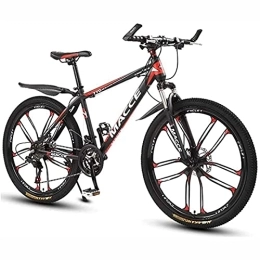KOSFA Bike 26 Inch Mountain Bike for Adult Mens Womens Bicycle MTB 21 / 24 / 27 Speeds Lightweight Carbon Steel Frame with Front Suspension, Red, 24 Speed