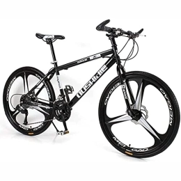 LapooH Mountain Bike 26 Inch Mountain Bike for Women / Men Lightweight 21 / 24 / 27 Speed MTB Adult Bicycles Carbon Steel Frame Front Suspension, Black, 24 speed