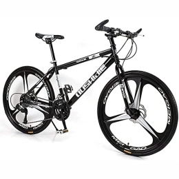 LapooH Mountain Bike 26 Inch Mountain Bike for Women / Men Lightweight 21 / 24 / 27 Speed MTB Adult Bicycles Carbon Steel Frame Front Suspension, Black, 27 speed