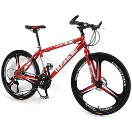 LapooH Bike 26 Inch Mountain Bike for Women / Men Lightweight 21 / 24 / 27 Speed MTB Adult Bicycles Carbon Steel Frame Front Suspension, Red, 21 speed