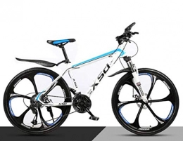 WJSW Mountain Bike 26 Inch Mountain Bike High-carbon Steel City Road Bicycle, Sports Leisure Mens MTB (Color : White blue, Size : 27 speed)
