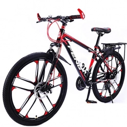 Nileco Bike 26 Inch Mountain Bike MTB, Suitable From 160 Cm, Shimano 21 Speed Gearshift, Fork Suspension, Boys Bike & Mens Bike, With Bell And Lock Bicycle-Black And Red 26inch