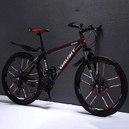 26 Inch Mountain Bike Racing, Aluminum Alloy Hard Tail Frame Bicycle, Hydraulic Disc Brake, All Terrain, Mens Women Adult,black red B-24 speed