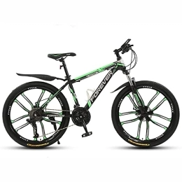 KOSFA Bike 26-Inch Mountain Trail Bike for Men Women Adult 21 / 24 / 27 / 30 Speeds Drivetrain Mountain Bike High Carbon Steel Bicycles, Green, 21 Speed