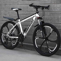 BNMKL Mountain Bike 26-Inch MTB 21 24 27-Speed Mountain Bike with Disc Brake Bike, High-Carbon Steel Frame, 6-Spoke Wheels Hard-Tail Mountain Bike, 160-185Cm Adult Bike, White, 26 Inch 27 Speed