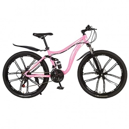 FGKLU Bike 26 inch Outdoor Mountain Bike for Men and Women, 21 Speed Dual Disc Brake Mountain Bicycle, Wheels Carbon Steel Frame City MTB Bikes