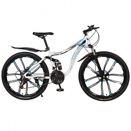 FGKLU Bike 26 inch Outdoor MTB Mountain Bike, 21 Speed Dual Disc Brake Mountain Bicycle for Men and Women, 10 Knife Wheels Carbon Steel Frame City Bikes