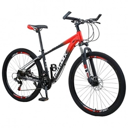 AZXV Mountain Bike 26 Inch Wheels Mountain Bike，21 / 24 / 27 Speed Full Suspension Aluminum Alloy MTB Bicycle，Mechanical Disc Brakes，Dual Disc Brake Non-Slip Bikes for Adults / Men / Women，Mul black red-21