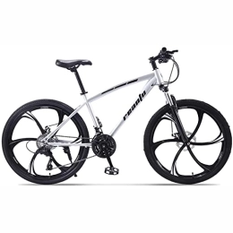 KOSFA Mountain Bike 26 Inches Adult Mountain Bike for Men and Women, High-Carbon Steel Frame Bikes 21-30 Speed Wheels Gearshift Front and Rear Disc Brakes Bicycle, Silver, 30 Speed