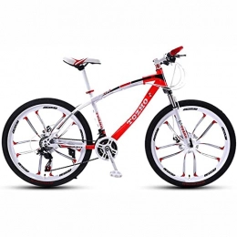 KOSFA Mountain Bike 26 Inches Bicycle Mountain Bike Adult, Fork Suspension Boys and Girls Bicycle Variable Speed Shock Absorption High Carbon Steel Frame, Red, 21 Speed
