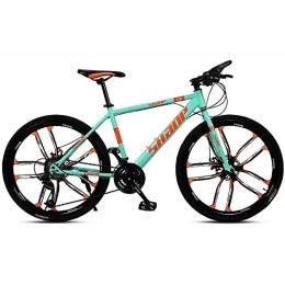 LapooH Mountain Bike 26 Inches Mountain Bike for Men and Women 21 / 24 / 27 / 30 Speed Suspension Fork Anti-Slip Bicycle with Dual Disc Brake and High Carbon Steel Frame, Green, 21 speed