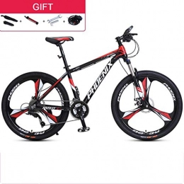 Dsrgwe Mountain Bike 26" Mountain Bike, Aluminium Alloy Frame Bicycles, Dual Disc Brake and Front Suspension, 27 Speed (Color : Black+Red)