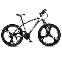 Dsrgwe Bike 26 Mountain Bike, Carbon Steel Frame Hard-tail Bicycles, Dual Disc Brake and Front Fork, 21 Speed, 24 Speed, 27 Speed (Color : Black+White, Size : 27 Speed)