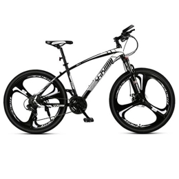 Dsrgwe Bike 26” Mountain Bike, Carbon Steel Frame Hard-tail Bicycles, Dual Disc Brake and Front Fork, 21 Speed, 24 Speed, 27 Speed (Color : Black+White, Size : 27 Speed)
