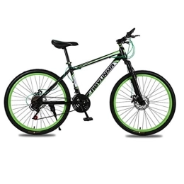 Dsrgwe Bike 26" Mountain Bike, Carbon Steel Frame Mountain Bicycles, Double Disc Brake and Front Fork, 21 Speed (Color : Green)