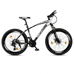 Dsrgwe Bike 26"Mountain Bike, Carbon Steel Frame Mountain Bicycles, Double Disc Brake and Front Fork, 26inch Wheels (Color : Black+White, Size : 21 Speed)