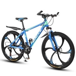 Dsrgwe Bike 26”Mountain Bike, Carbon Steel Frame Mountain Bicycles, Double Disc Brake and Lockout Front Fork (Color : Blue, Size : 24-speed)