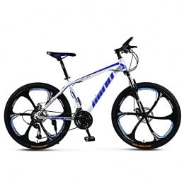 WANYE Mountain Bike 26 Wheels Mountain Bike Daul Disc Brakes 21 / 24 / 27 / 30 Speed Mens Bicycle Front Suspension MTB (3 / 6-Spokes) white blue-21speed