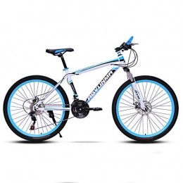 26in Carbon Steel Mountain Bike Men,Speed Bicycle Front Suspension MTB Bike,Outroad Mountain Bike Double Disk Brakes Blue-24in 21 Speed