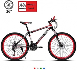 WSJYP Bike 26in Mountain Bike, Double Disc Brake High Carbon Steel Frame Mountain Bikes, Outdoor Cycling 21 / 24 / 27 Speed, Men And Women Sports Bicycle, 21 speed-Red
