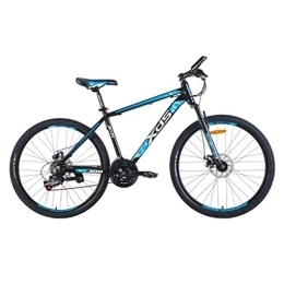 Dsrgwe Mountain Bike 26inch Mountain Bike, Aluminium Alloy Frame Bicycles, Double Disc Brake and Front Suspension, 21 Speed (Color : Black+blue)