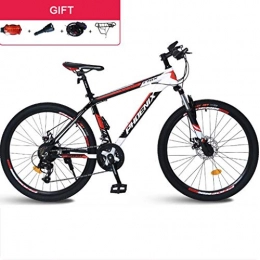 Dsrgwe Bike 26inch Mountain Bike, Aluminium Alloy Frame Bicycles, Double Disc Brake and Front Suspension, 24 Speed (Color : Black+Red, Size : 27.5inch)
