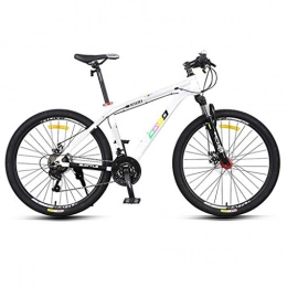 Dsrgwe Mountain Bike 26inch Mountain Bike, Aluminium Alloy Frame Bicycles, Double Disc Brake and Front Suspension, 26inch Spoke Wheel, 21 Speed (Color : White)