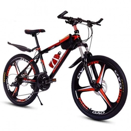 Dsrgwe Mountain Bike 26inch Mountain Bike, Aluminium Alloy Frame, Mag Wheel, Double Disc Brake and Front Suspension, 24 Speed (Color : Black+Red)
