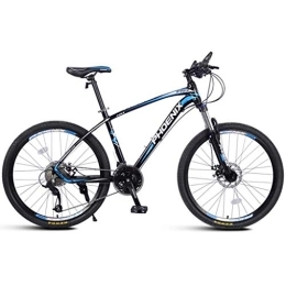Dsrgwe Bike 26inch Mountain Bike, Aluminium Alloy Hard-tail Bicycles, Double Disc Brake and Locking Front Suspension, 27 Speed, 17" Frame (Color : Black+Blue)