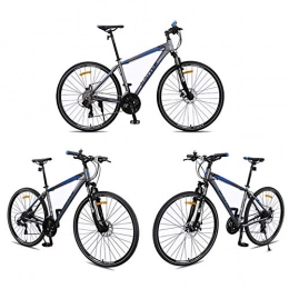 Dsrgwe Bike 26inch Mountain Bike, Aluminium Alloy Mountain Bicycles, Double Disc Brake and Lock Front Suspension, 27 Speed (Color : Black+Blue)