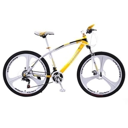 Dsrgwe Bike 26inch Mountain Bike, Carbon Steel Frame Hard-tail Bicycles, Double Disc Brake and Front Suspension, 21 / 24 / 27 Speed (Color : Yellow, Size : 27 Speed)