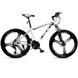 Dsrgwe Bike 26inch Mountain Bike, Carbon Steel Frame Hard-tail Bicycles, Dual Disc Brake and Front Suspension, 21-speed, 24-speed, 27-speed (Color : Black+White, Size : 24-speed)