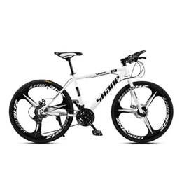 Dsrgwe Bike 26inch Mountain Bike, Carbon Steel Frame Hardtail Bicycles, Double Disc Brake and Front Fork (Color : White, Size : 21-speed)