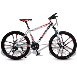 Dsrgwe Bike 26inch Mountain Bike, Carbon Steel Frame Hardtail Bike, Double Disc Brake and Front Suspension (Color : White+Red, Size : 24 Speed)