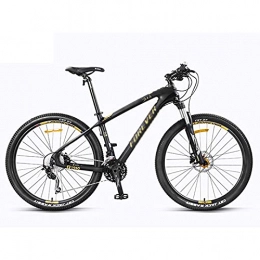 WANYE Mountain Bike 27.5 Inch Mountain Bikes, 27 / 30 Speed Suspension Fork MTB, High-Tensile Carbon Steel Frame Mountain Bicycle With Dual Disc Brake for Men and Women, Lightweight black gold-30speed