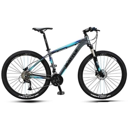 DJYD Bike 27.5 Inch Mountain Bikes, Adult Men Hardtail Mountain Bikes, Dual Disc Brake Aluminum Frame Mountain Bicycle, Adjustable Seat, Blue, 27 Speed FDWFN